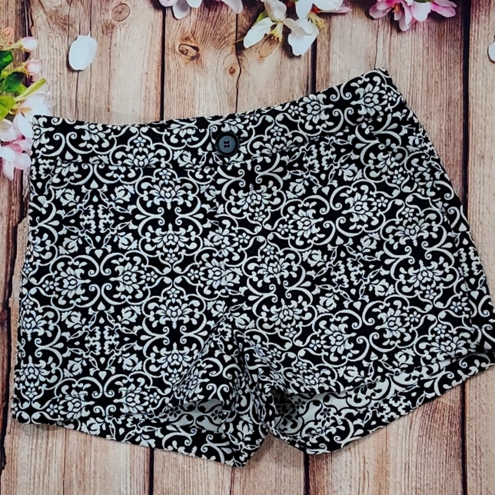 Trixie + Lulu Brocade Floral Black & White Shorts